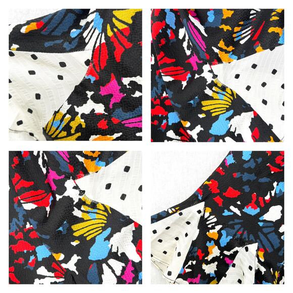 TANYA TAYLOR Bianka Combo Silk Wrap Dress Womens 8 Floral Polka Dot Ruffle Wrap - Picture 15 of 16